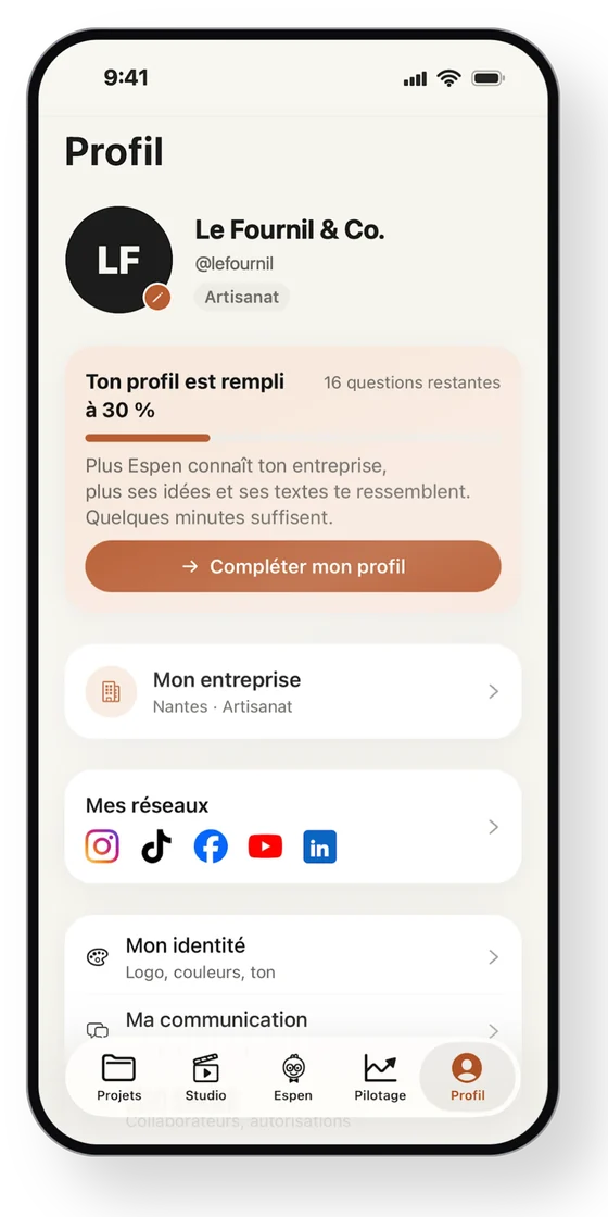 Le profil de l’entreprise dans Mon Dircom